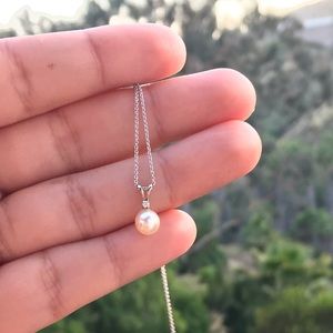 14K Pearl Diamond Necklace